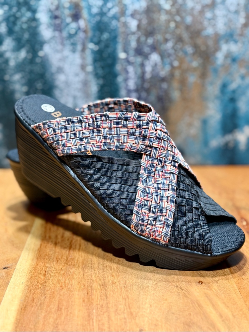 Bernie Mev Comfort Bernadette Woven Wedge Slide Sandals US 7-7.5 EU 38 NIB